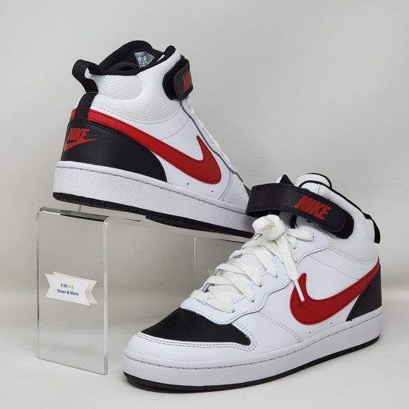 Nike COURT BOROUGH MID 2 YOUTH Sz 7Y  CD7782-110 White/University Red/Black New - Picture 5 of 11